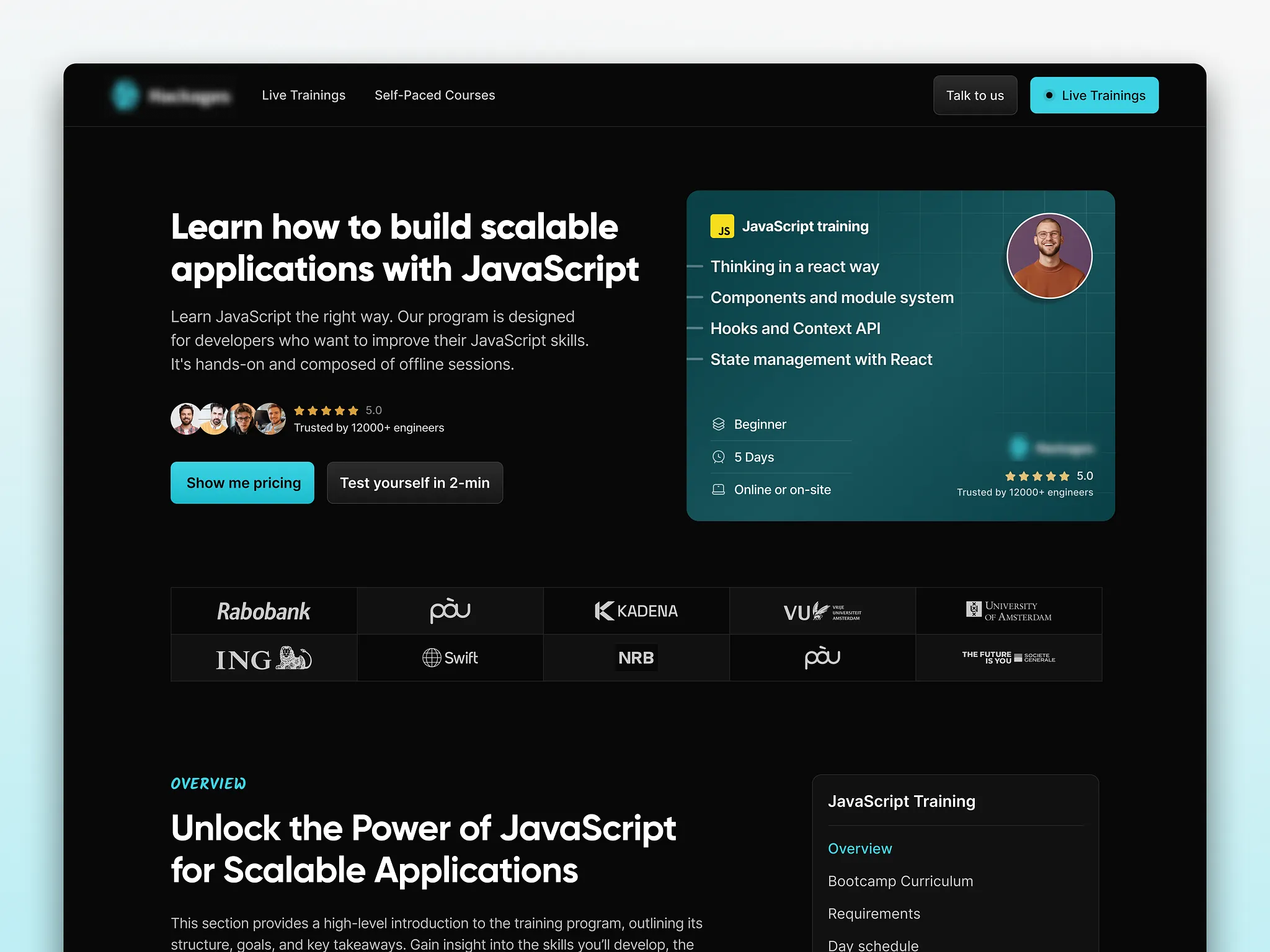 Programming bootcamp for individuals